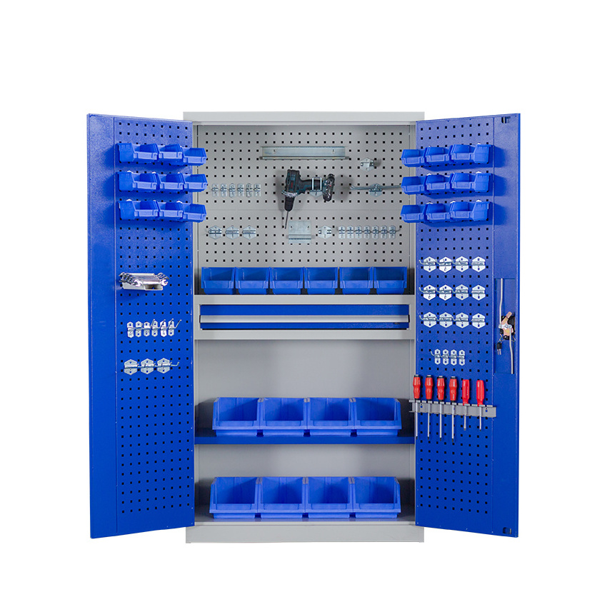 Steel Shop Tool Locker Thickened Parts Storage Cabinet Double Door Heavy Hardware Tool Cabinet