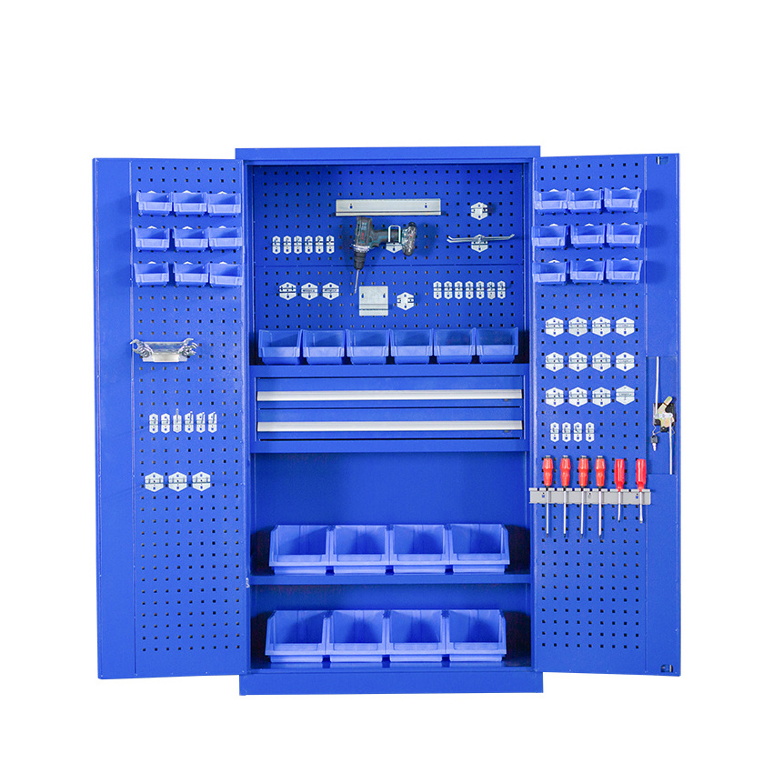 Steel Shop Tool Locker Thickened Parts Storage Cabinet Double Door Heavy Hardware Tool Cabinet