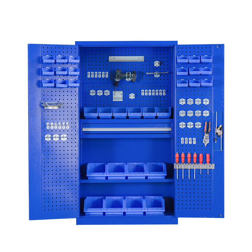 Steel Shop Tool Locker Thickened Parts Storage Cabinet Double Door Heavy Hardware Tool Cabinet