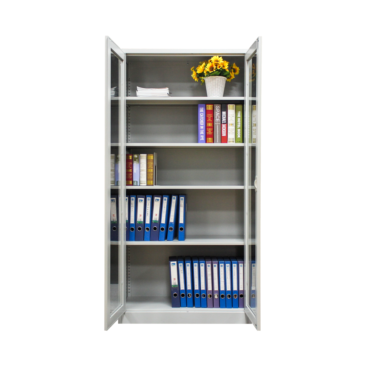 Metal KD Tool Storage Cupboard Two Doors Steel Filing 4 Shelves File Cabinet