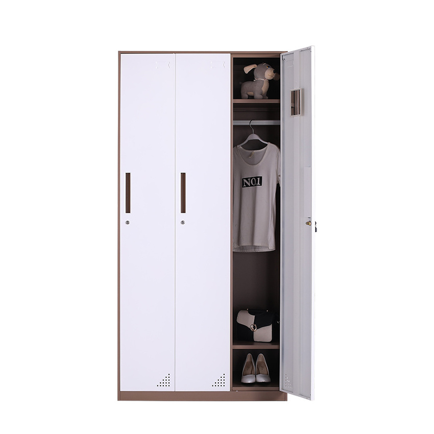 High Quality Modern Steel Furniture for Bedroom Living Room Contemporary Modern Wardrobe Closet 3 Door Wardrobe With Mirror