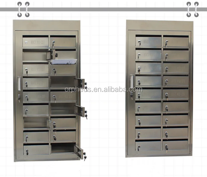 Outdoor Modern Metal Standing Post Box Waterproof Multi-door Mail Box