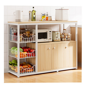 Kitchen Storage Shelf With Pot Cabinet Multilayer Fruit Vegetables Rack Multi-level Kitchen Store Rack