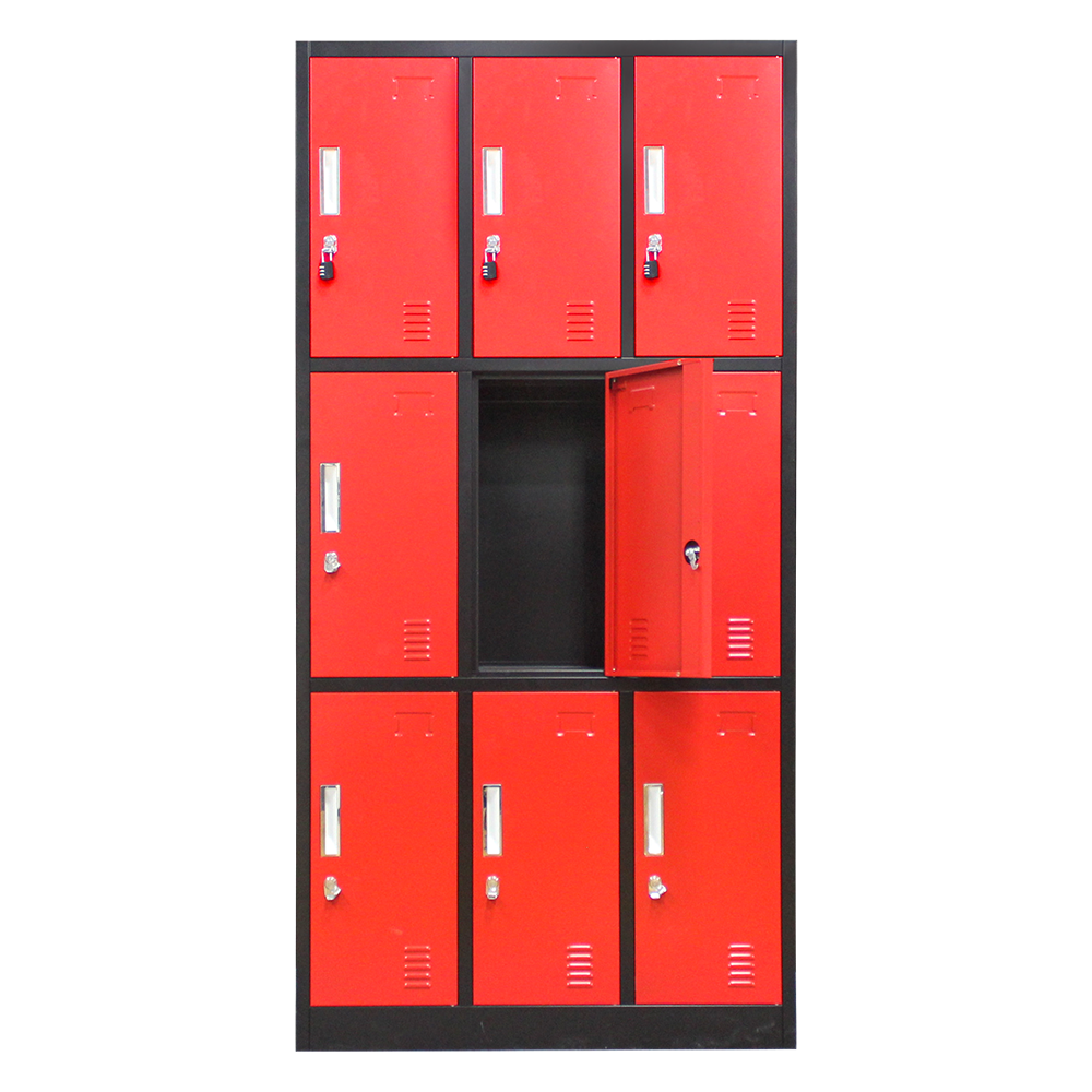 Dormitory Wardrobe Storage Bag Cupboard Steel Office Staff 9 Doors Locker Combination Closet Balcony Locker With Lock