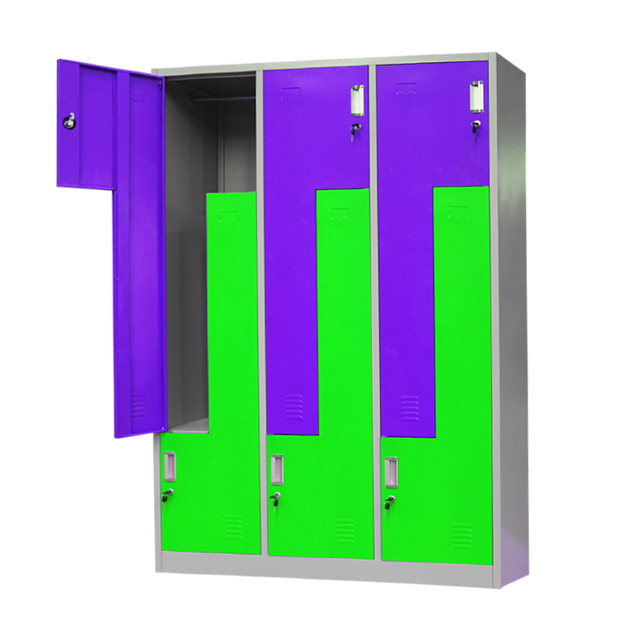 Step Gym Locker 6 Door Metallic Sport Steel Swimming Pool Locker Room Z Shaped Door Metal Storage Cabinet