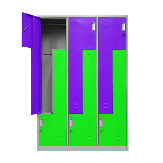 Step Gym Locker 6 Door Metallic Sport Steel Swimming Pool Locker Room Z Shaped Door Metal Storage Cabinet