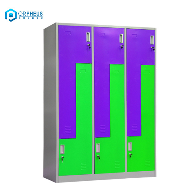 Step Gym Locker 6 Door Metallic Sport Steel Swimming Pool Locker Room Z Shaped Door Metal Storage Cabinet