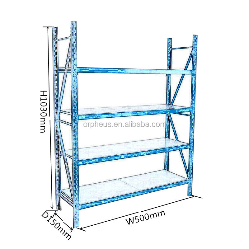 Metallic Material Garage Furniture Heavy duty 4 Levels Goods Rack Stainless steel Supermarket shelf Racking