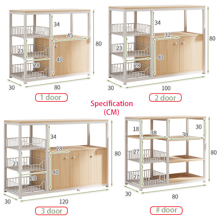 Kitchen Storage Shelf With Pot Cabinet Multilayer Fruit Vegetables Rack Multi-level Kitchen Store Rack