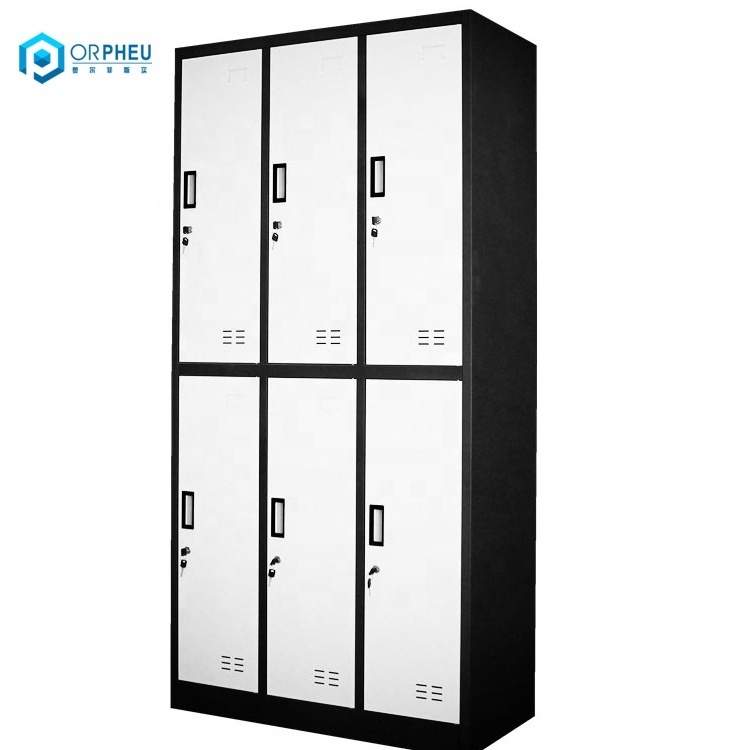 Hot Sale Steel Locker Almari Folding 6 Compartment Staff Metal Wardrobe For Clothes