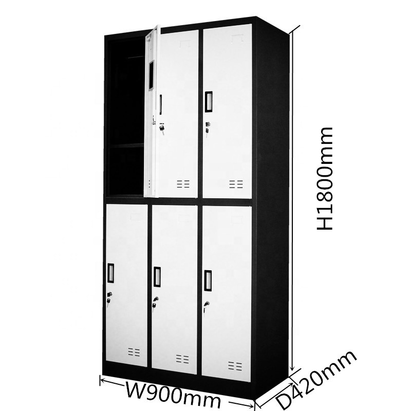 Hot Sale Steel Locker Almari Folding 6 Compartment Staff Metal Wardrobe For Clothes