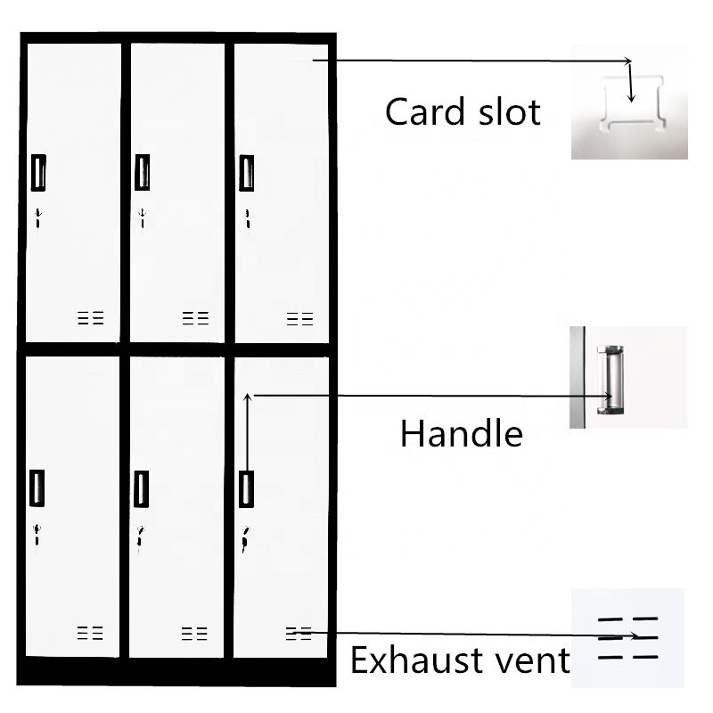 Hot Sale Steel Locker Almari Folding 6 Compartment Staff Metal Wardrobe For Clothes