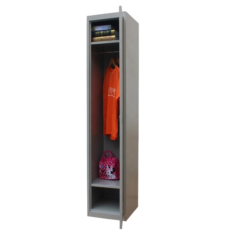 Factory Wholesale   High Quality Metal Single Door Locker Steel closet staff wardrobe for school gym office grey