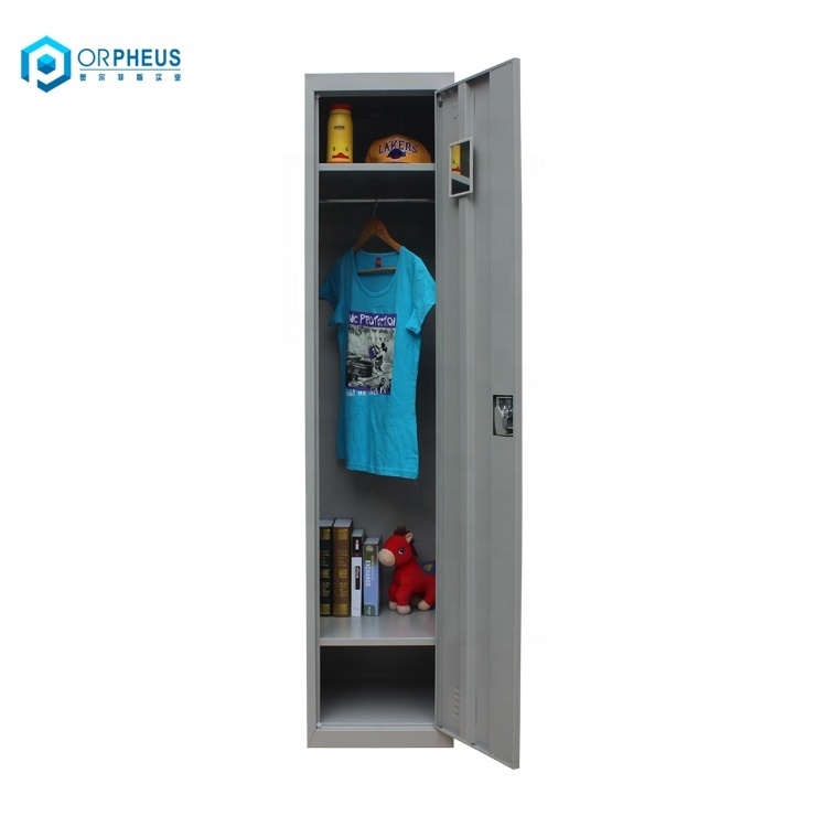 Factory Wholesale   High Quality Metal Single Door Locker Steel closet staff wardrobe for school gym office grey