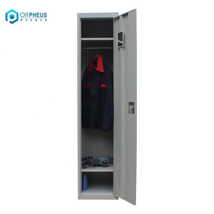 Factory Wholesale   High Quality Metal Single Door Locker Steel closet staff wardrobe for school gym office grey