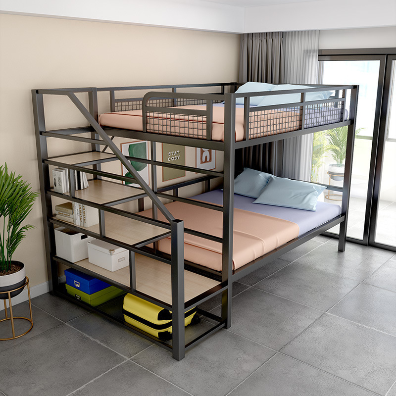 New Design Queen Size Good Quality Home Furniture Double Twins Steel  loft bed with stair