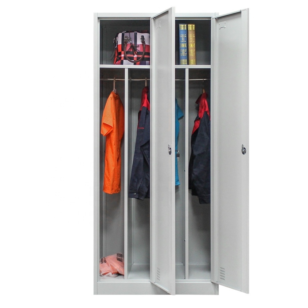 Export Warehouse Metal Office Changing Room clothing 2 Doors Gym School Wardrobe With Lock