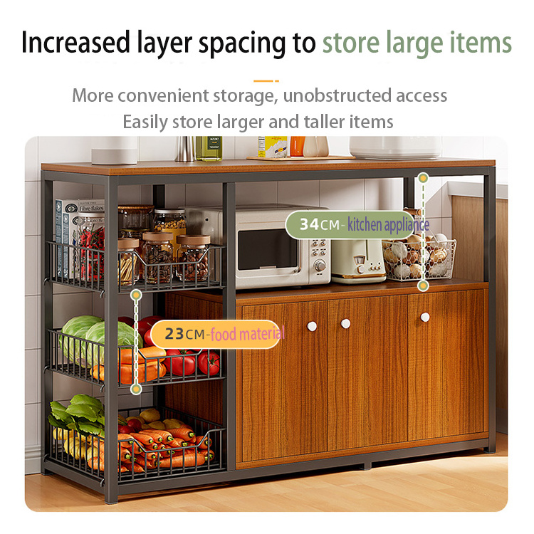 Kitchen Storage Shelf With Pot Cabinet Multilayer Fruit Vegetables Rack Multi-level Kitchen Store Rack