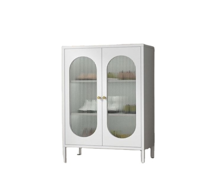 Nordic Iron Art Dinner Side Cabinet Balcony Cabinet Living Room Glass Door Storage High Foot Cabinet