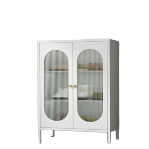 Nordic Iron Art Dinner Side Cabinet Balcony Cabinet Living Room Glass Door Storage High Foot Cabinet