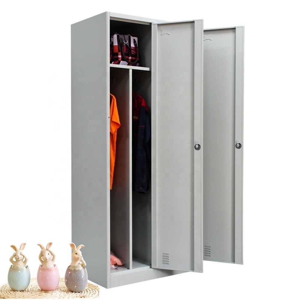 Export Warehouse Metal Office Changing Room clothing 2 Doors Gym School Wardrobe With Lock