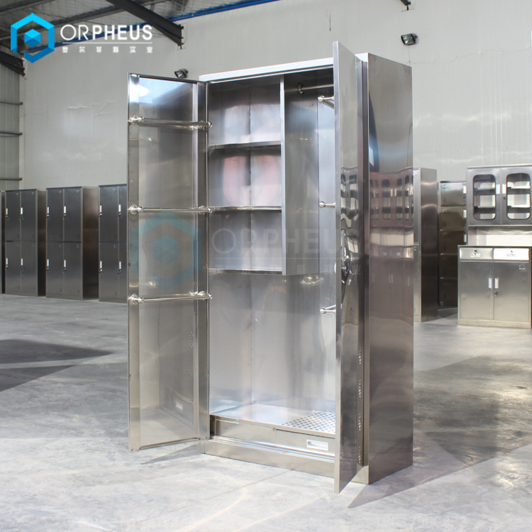 Janitors Cabinet Closet metal locker with dirty and clean storage Open car garage Locker Stainless Steel Cabinet for Clean/Dirty