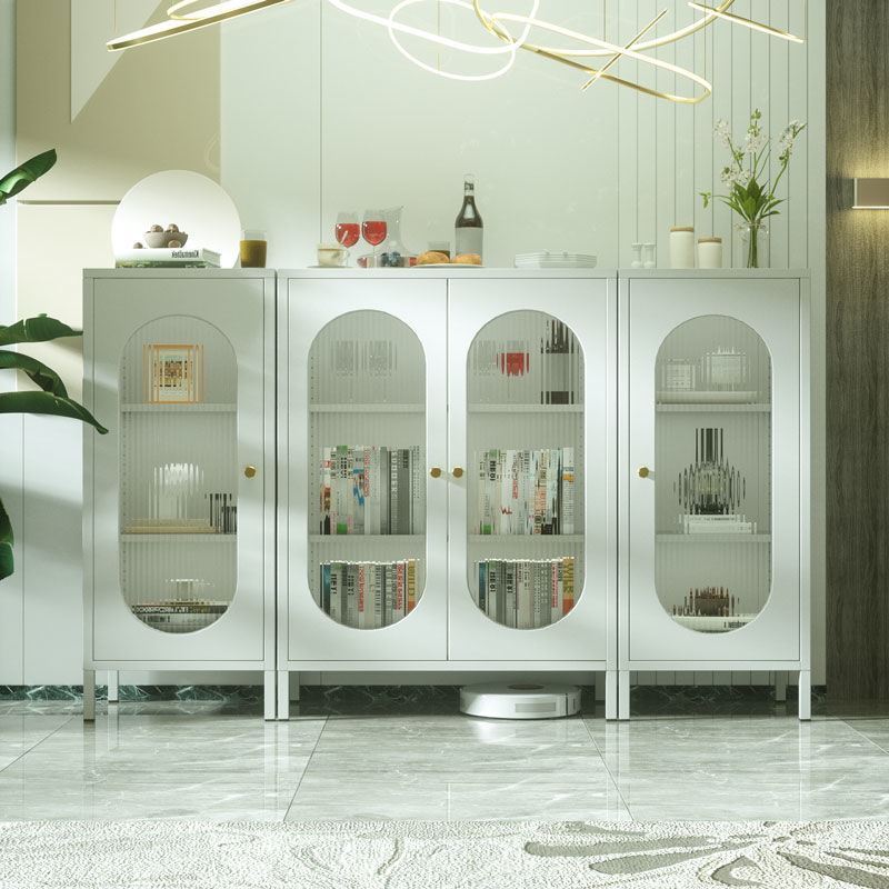 Nordic Iron Art Dinner Side Cabinet Balcony Cabinet Living Room Glass Door Storage High Foot Cabinet