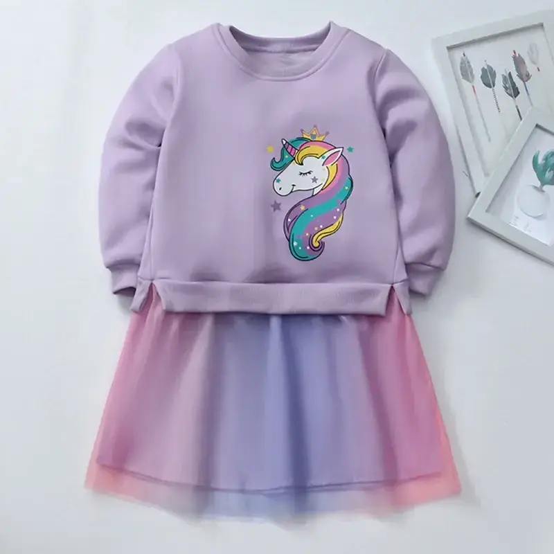 Bear Leader Unicorn Princess Children's Spring & Autumn Season Girls' Birthday Party Dress Halloween Christmas Dress