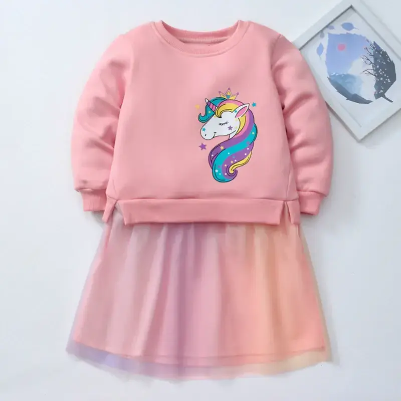 Bear Leader Unicorn Princess Children's Spring & Autumn Season Girls' Birthday Party Dress Halloween Christmas Dress