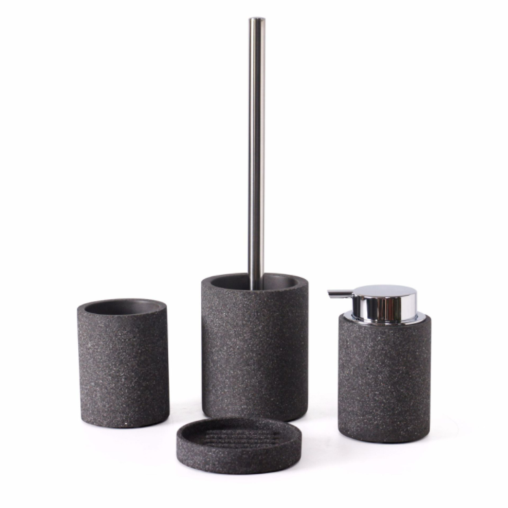 eco-friendly handmade Cement Lotion Bottle, tumbler,Soap tray toilet brush holder concrete Bathroom accessory Set of 4 pieces