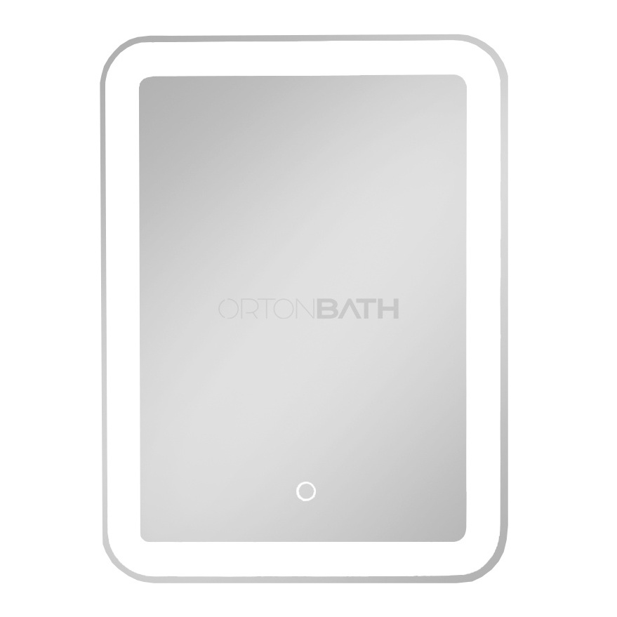 ORTONBATH Rectangular Beveled Customized Size Multi-function Led  Bathroom Smart Mirror Touch Screen Glass