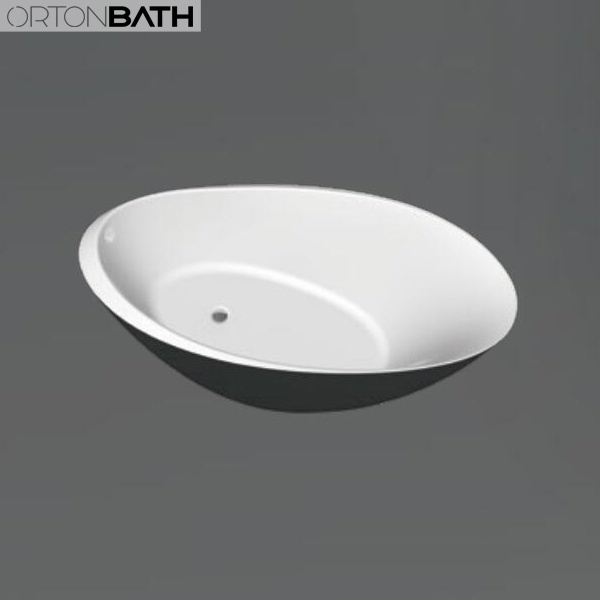 ORTONBATH Black White Oval Acrylic Artificial Stone Hot Swim SPA Marble Bathtub Bath Tub Freestanding Sanitary Ware Tub Bathtub