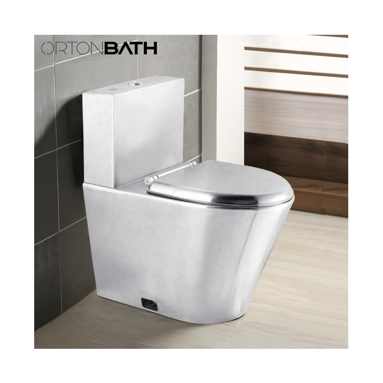 ORTONBATH Heavy duty arabic bathroom two piece toilets durable 304 stainless steel piss wc toilet bowl for prison security