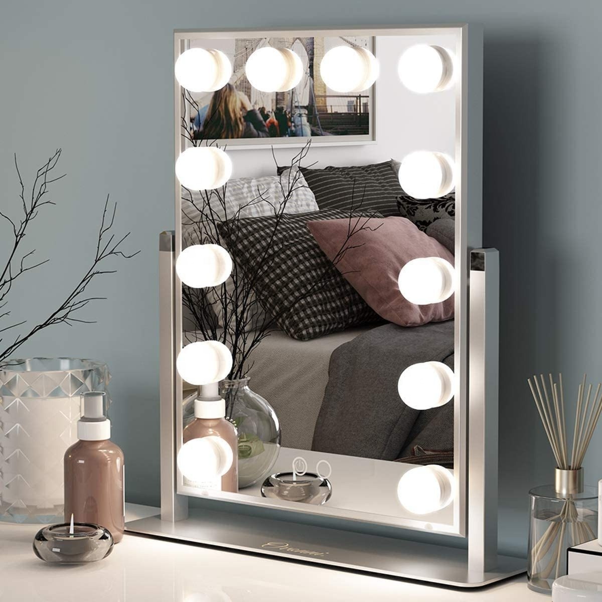 Ortonbath 20 Light Bulbs LED Dressing Mirror with Lights Wall Mounted Illuminated Vanity Hollywood Mirror for Bathroom Actress