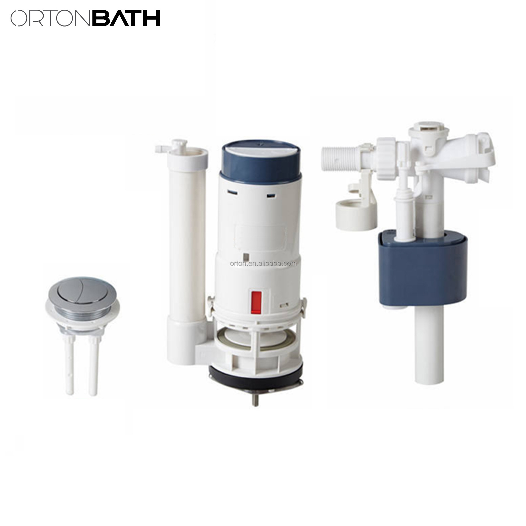 ORTONBATH  Universal Water-Saving Toilet Repair Kit with Dual Flush Valve, Lever Handle, White WATER-SAVING DUAL FLUSH