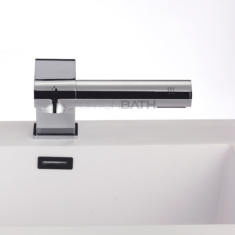 ORTONBATH public project commercial Chrome Mounted Restroom Touchless Sensor Faucet Automatic motion activated sensor