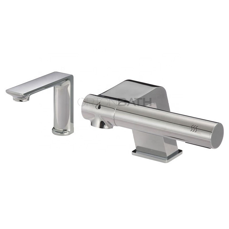 ORTONBATH public project commercial Chrome Mounted Restroom Touchless Sensor Faucet Automatic motion activated sensor