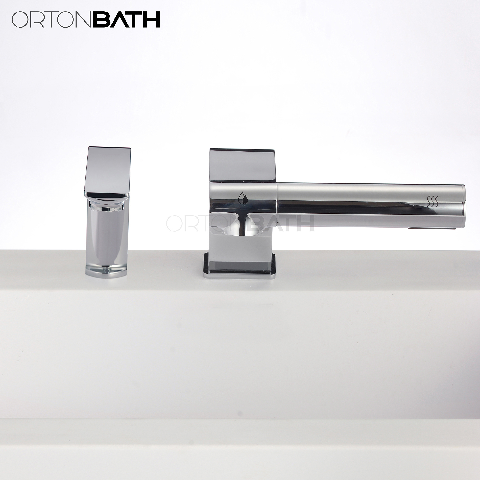 ORTONBATH New Design commercial automatic brass 2-in-1 dual-use   basin mixer with hand dryer sensor faucet with soap dispenser