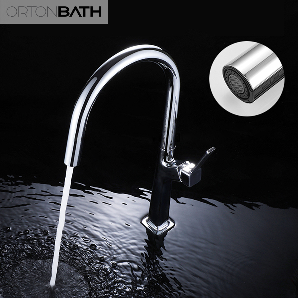 ORTONBATH modern gun metal grey Copper pull out Water fall Rainfall Revolving Kitchen Faucet Kitchen Sink mixer  Faucet