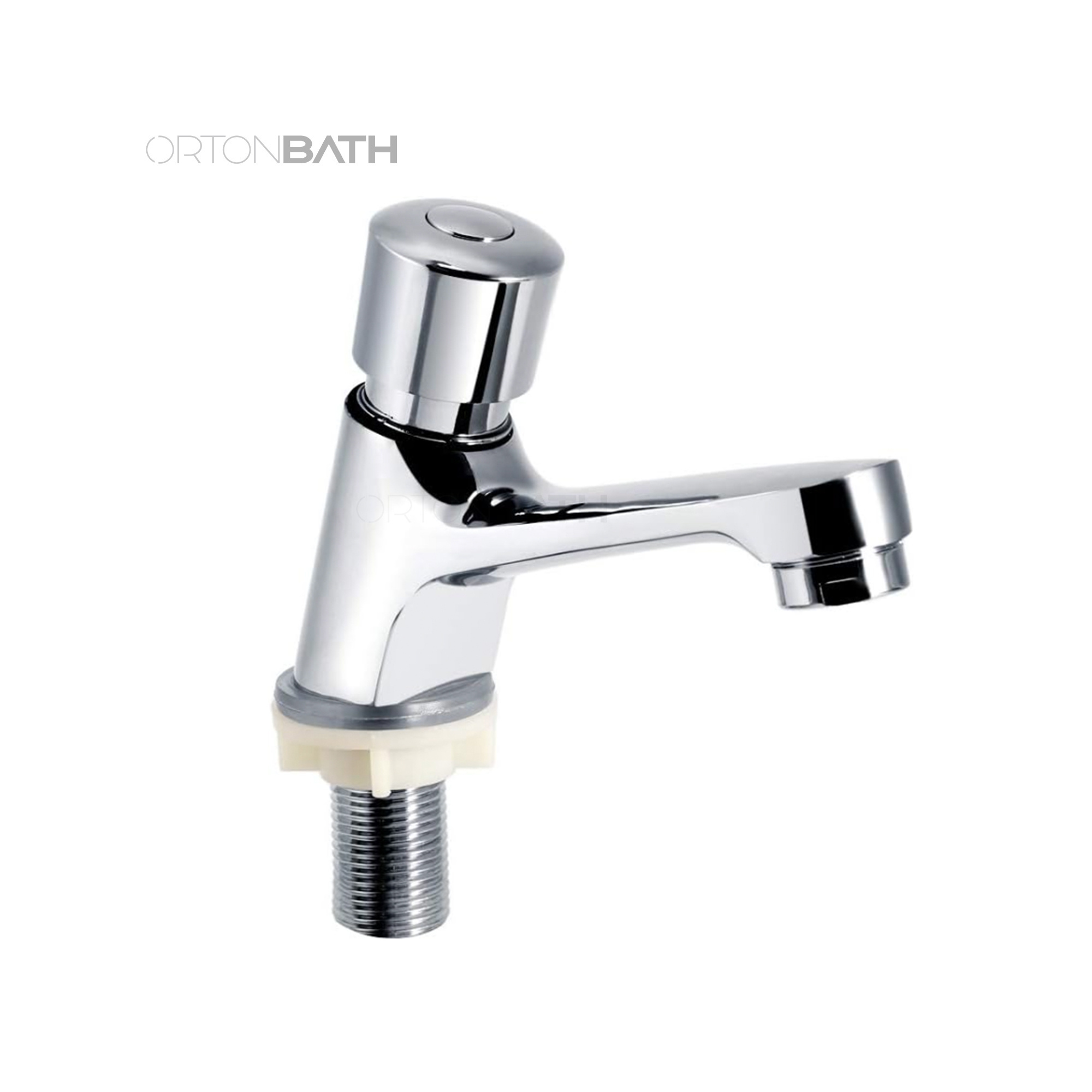 ORTONBATH  Time Delay Faucet Public Kitchen Bathroom Chrome Plated Self Closing Water Saving Time Delay Basin Sink Tap Faucet