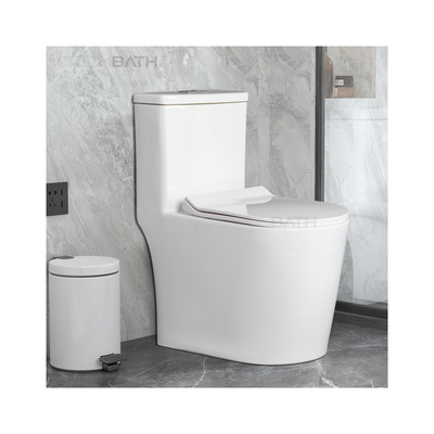 ORTONBATH Siphon Jet Flush Toilet With Elongated one piece bowl Dual 1.1/1.28 GPF  and Slow soft Close Seat Comfort Height