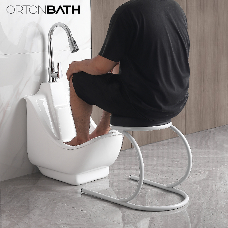 ORTONBATH Muslim Products WuduMate Wash basin Foot wash Bathroom Basin Sink Ceramic Elderly Minimalist White