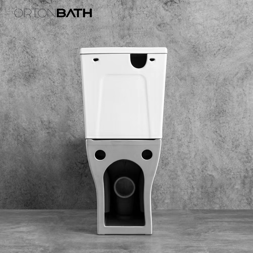 ORTONBATH Rimless Fully Back to Wall two piece Toilet close coupled toilet bowl seat p trap toilet with Soft Close Seat