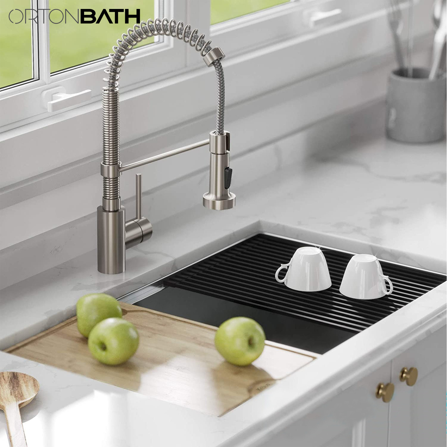 ORTONBATH Kitchen Sink 30 Inch Undermount 16 Gauge Stainless Steel Kitchen Sink Single Bowl Workstation Sink