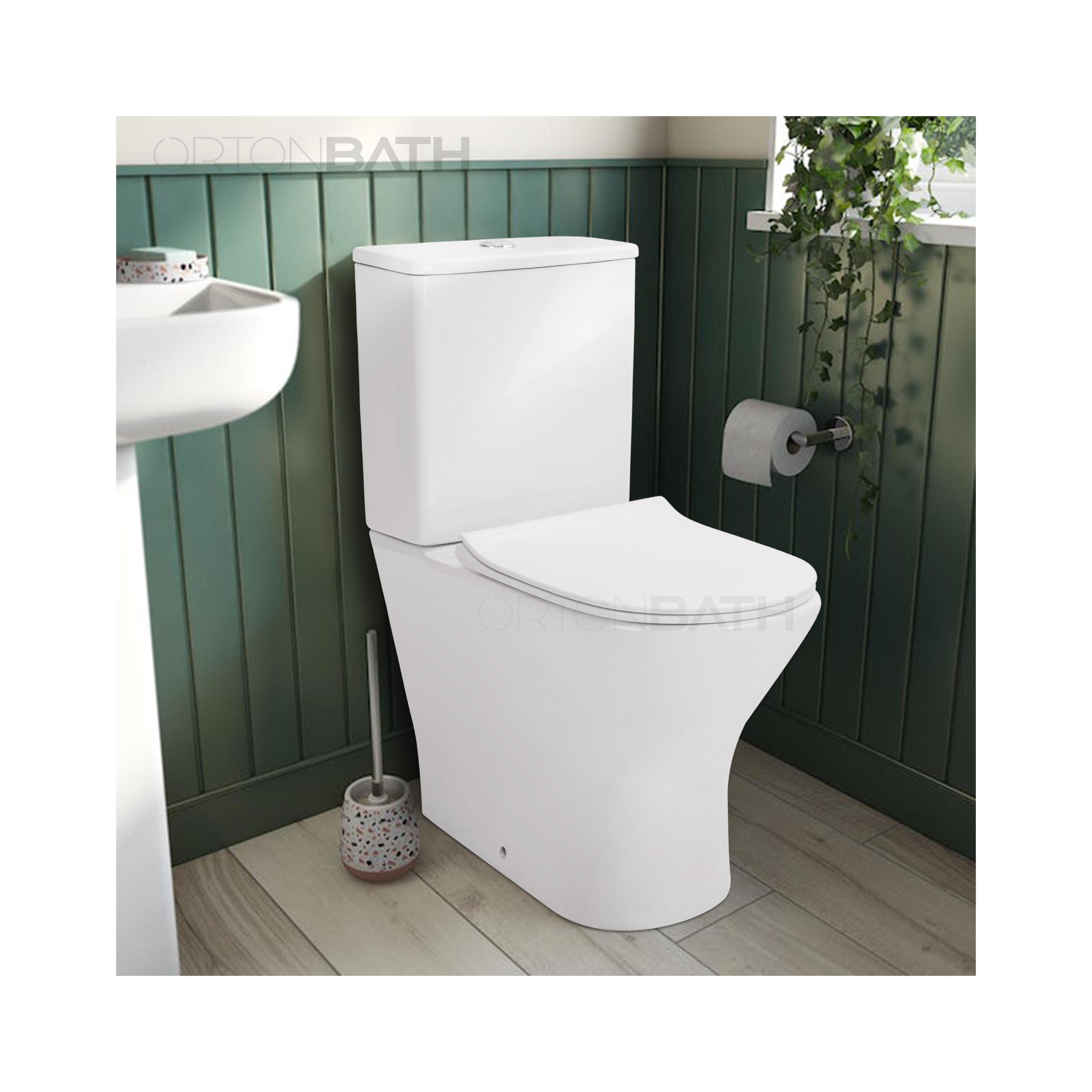 ORTONBATH EUROPE HOT SELLING FULLY BACK TO WALL TWO PIECE TOILET WC TOILET BOWL WITH SOFT CLOSE PP/UF SEAT COVER