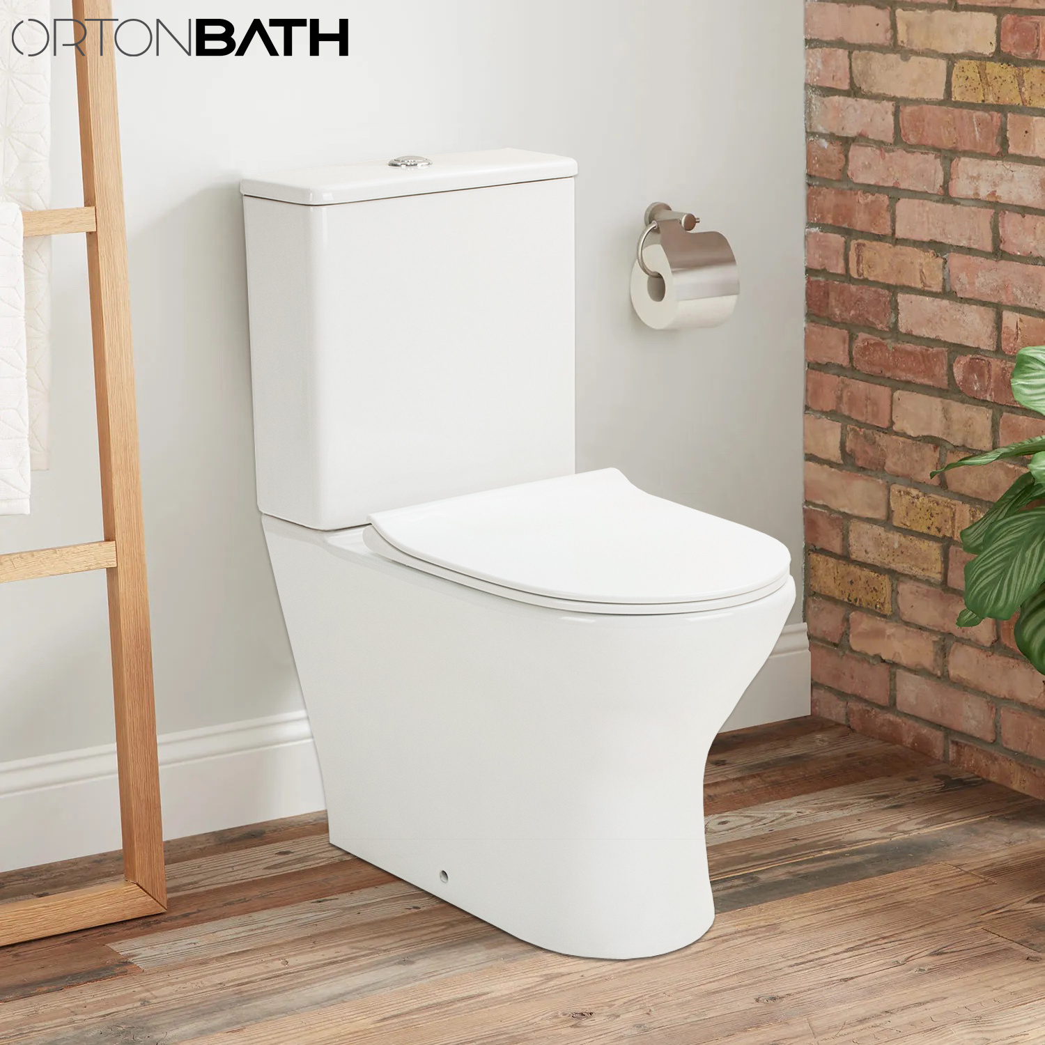 ORTONBATH EUROPE HOT SELLING FULLY BACK TO WALL TWO PIECE TOILET WC TOILET BOWL WITH SOFT CLOSE PP/UF SEAT COVER