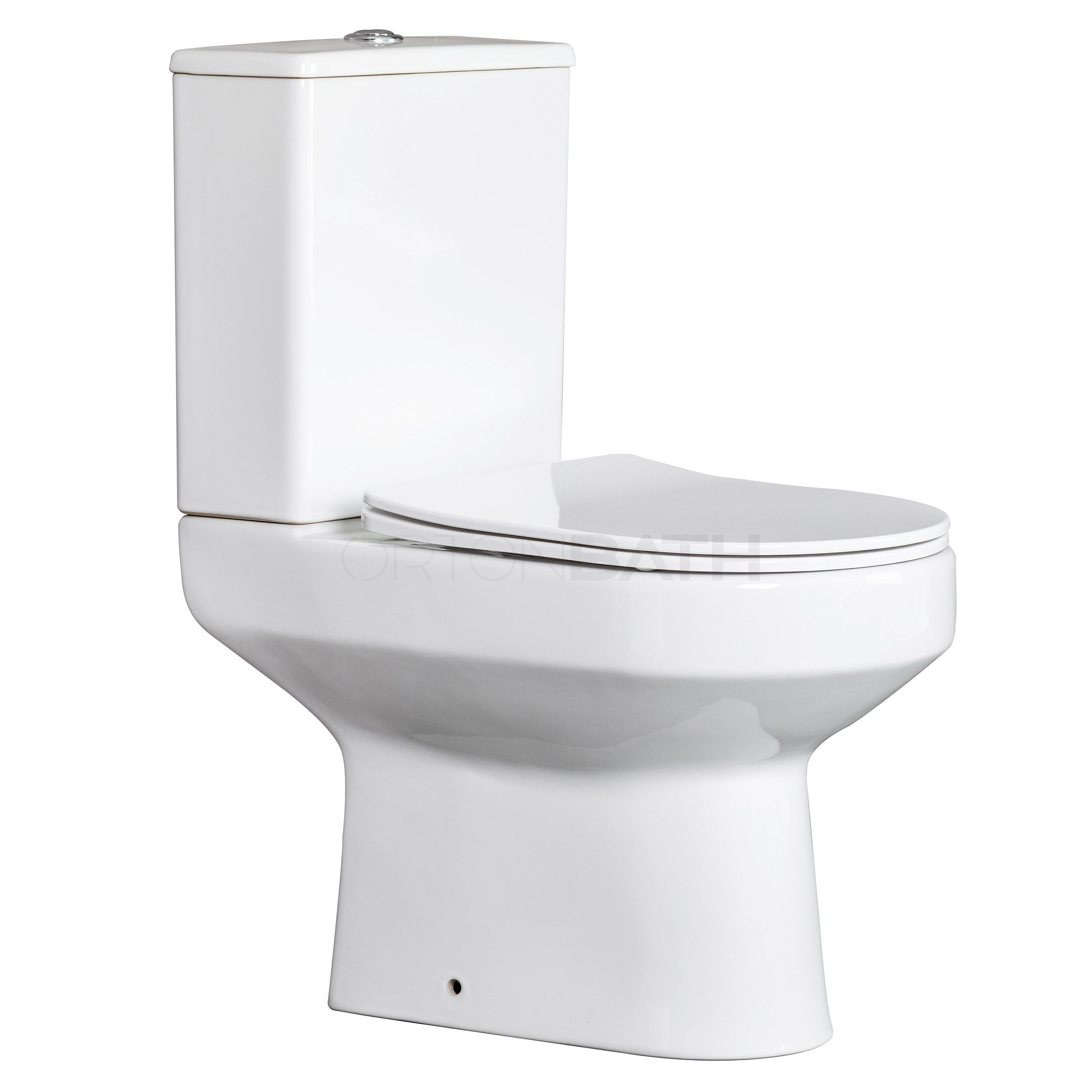 ORTONBATH Square Bowl Siphonic Floor Mount One Piece Toilet With Pp Soft Close Seat Cover And Comfort Height