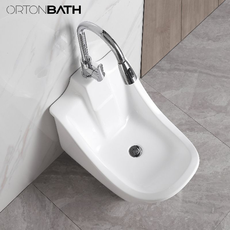 ORTONBATH Muslim Products WuduMate Wash basin Foot wash Bathroom Basin Sink Ceramic Elderly Minimalist White