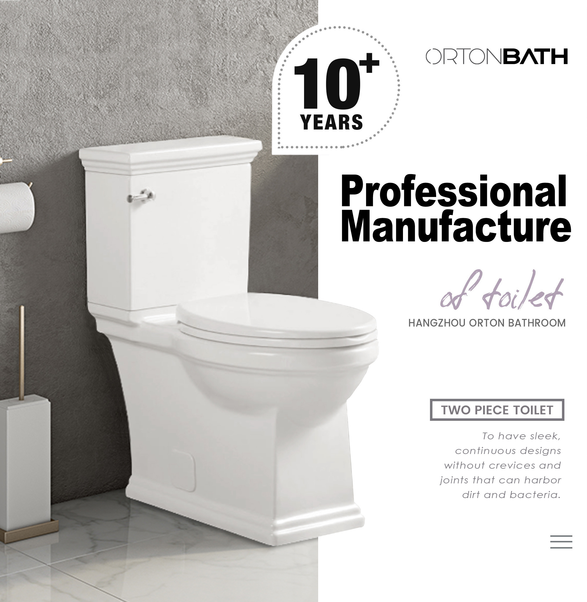 ORTONBATH EU Twyford  Ceramic toto toilet Bathroom Two Piece water closet toilet two piece toilet seats