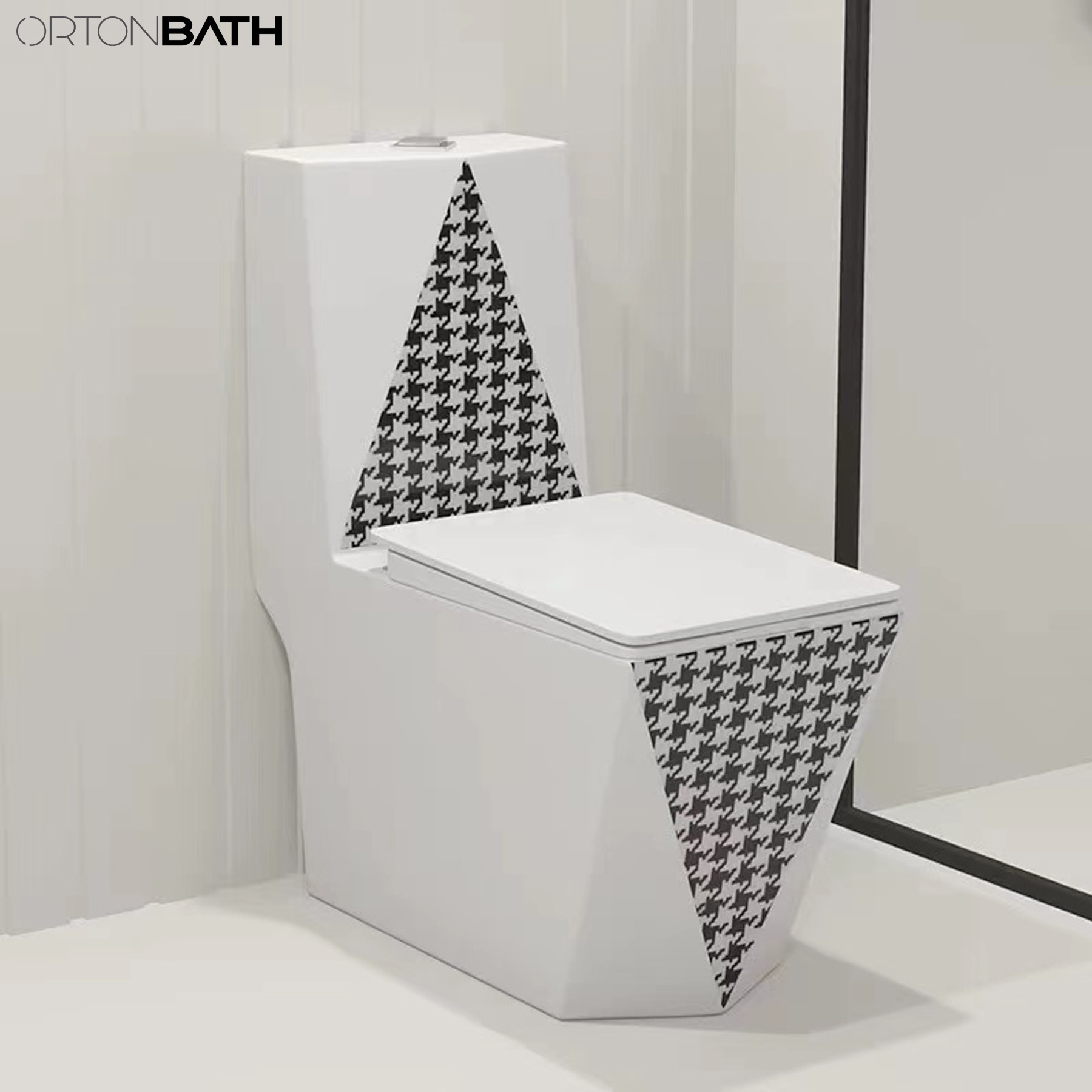 ORTONBATH Diamond Middle East Hot Selling Electroplating Marble Toilet Bowl 1 Piece Ceramic Water Closet Wc Toilet & Accessories